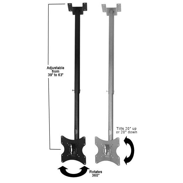 Single Ceiling Mount for Flat Panels 10"-43" with Tilt and Rotate Function - View 2